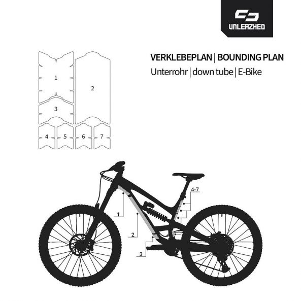 Rahmenschutzfolie S Unterrohr E-Bike clear glossy